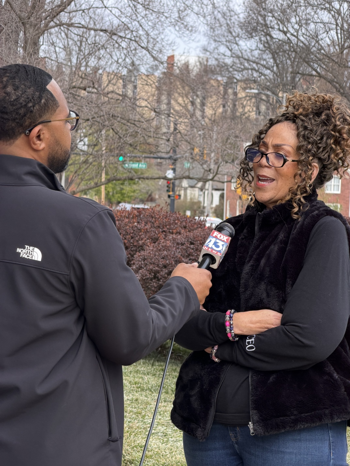 Leah Douglas Wooten in conversation outdoors